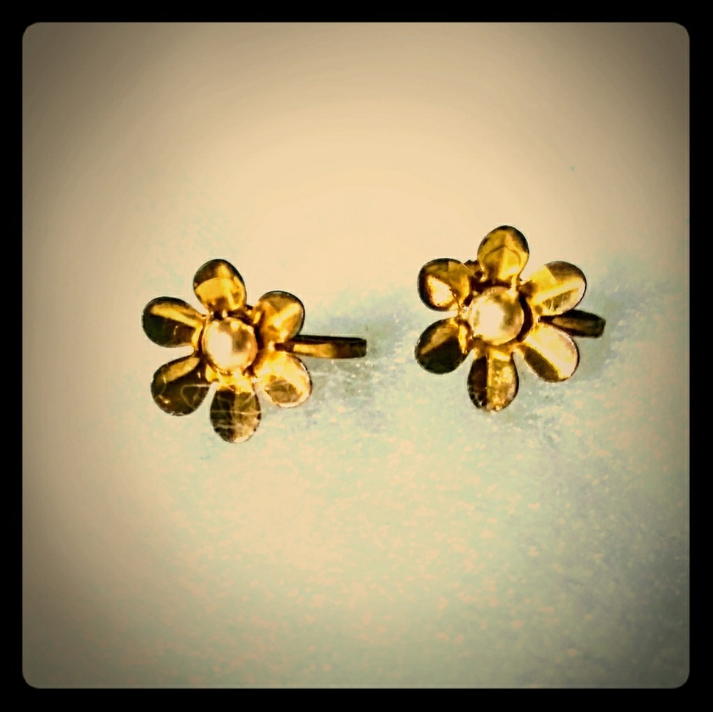 1950s Copper Screwback Flower Earrings